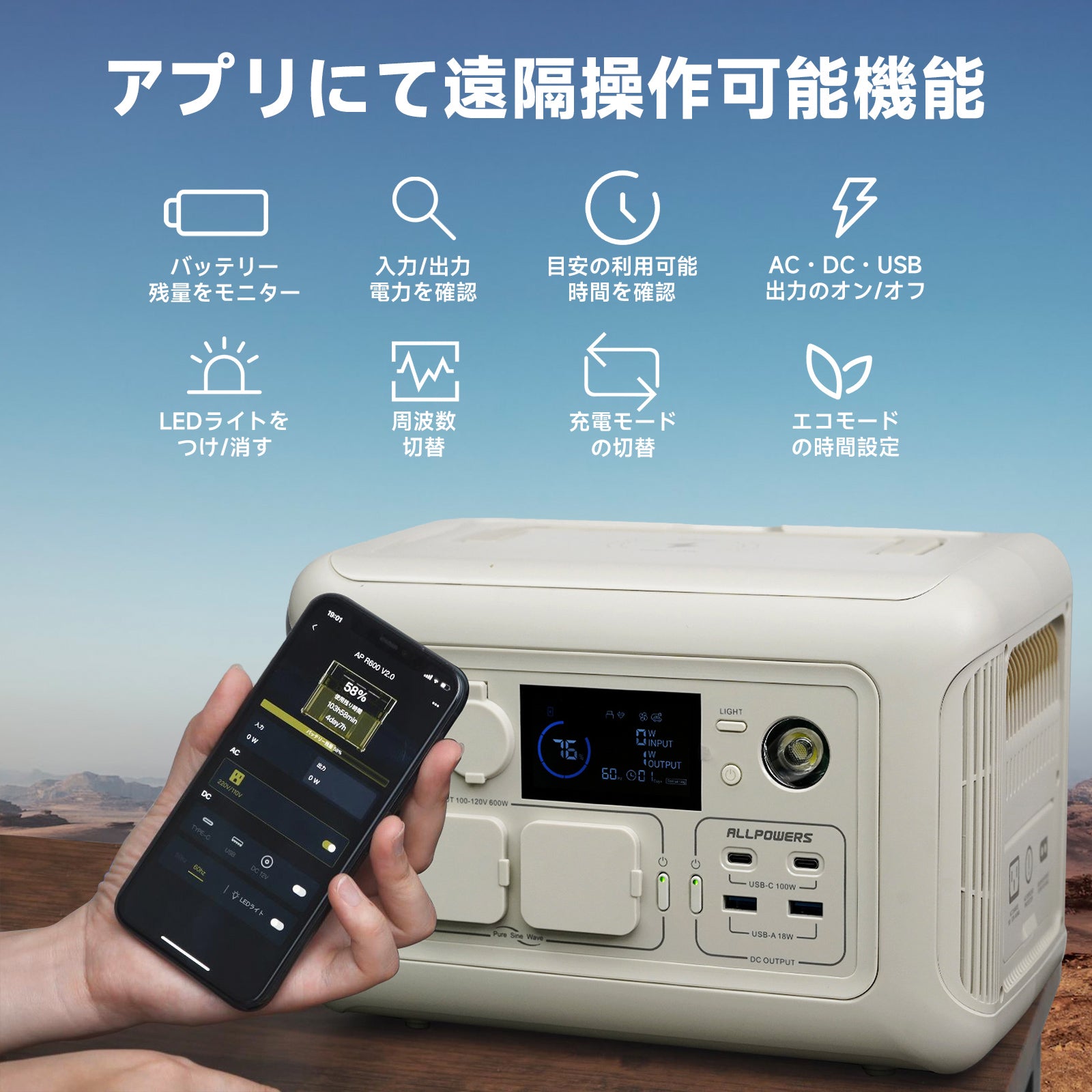 ALLPOWERSポータブル電源R600(パールホワイト)セット – ALLPOWERS公式 