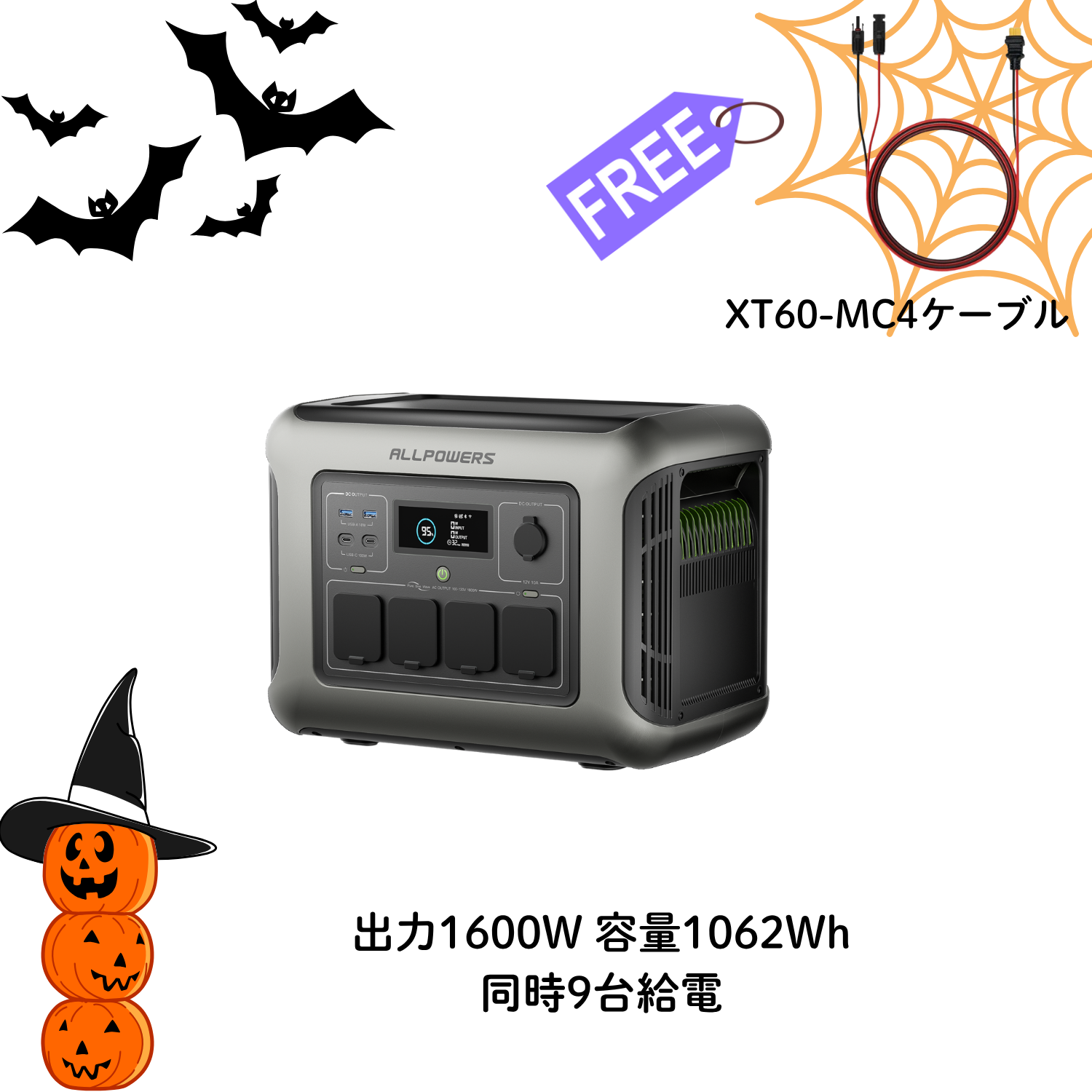 ALLPOWERSポータブル電源R1500LITE（1056Wh/1600Ｗ）