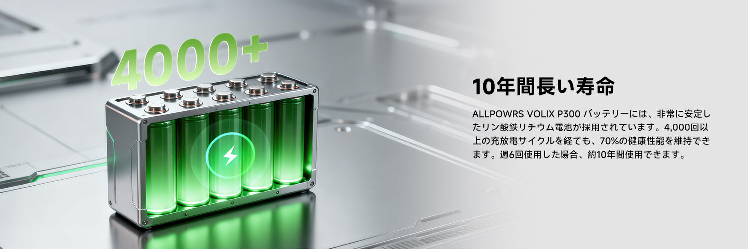 allpowersポータブル電源volixp300‐長い寿命