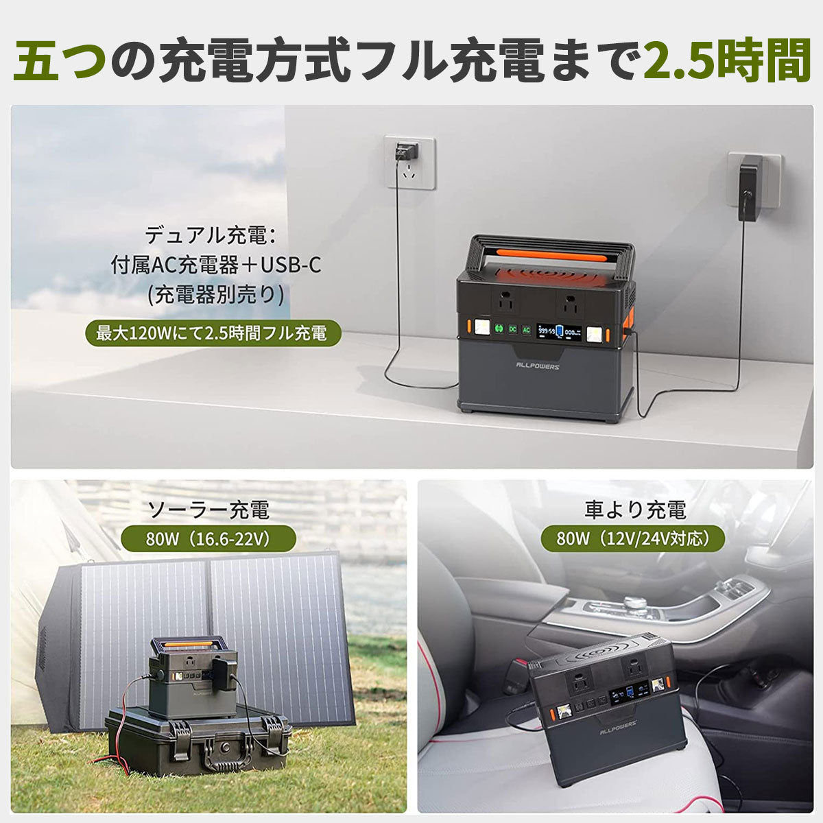 ✨ポータブル電源 小型 300W 288Wh/78000mAh 非常用電源-