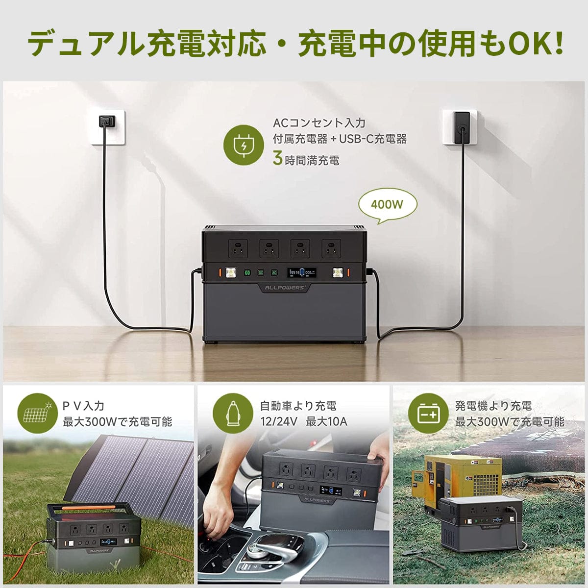 ALLPOWERS S1500+AP200セット(1092Wh/1500Wポータブル電源+200Wソーラーパネル)